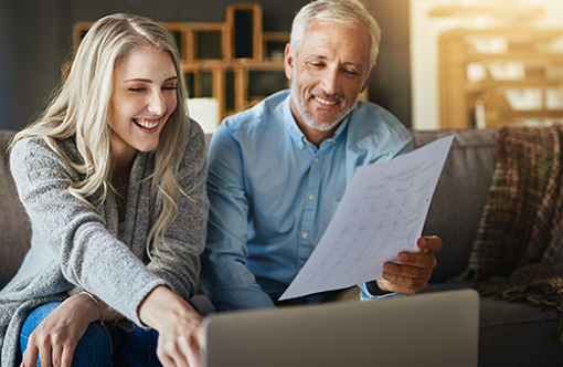 Relationship banker reviewing a client's financial plan